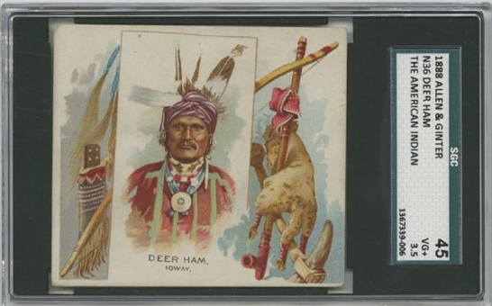 1888 N36 Allen & Ginter "The American Indian" Large Cards "Deer Ham" - SGC 45 VG+ 3.5 